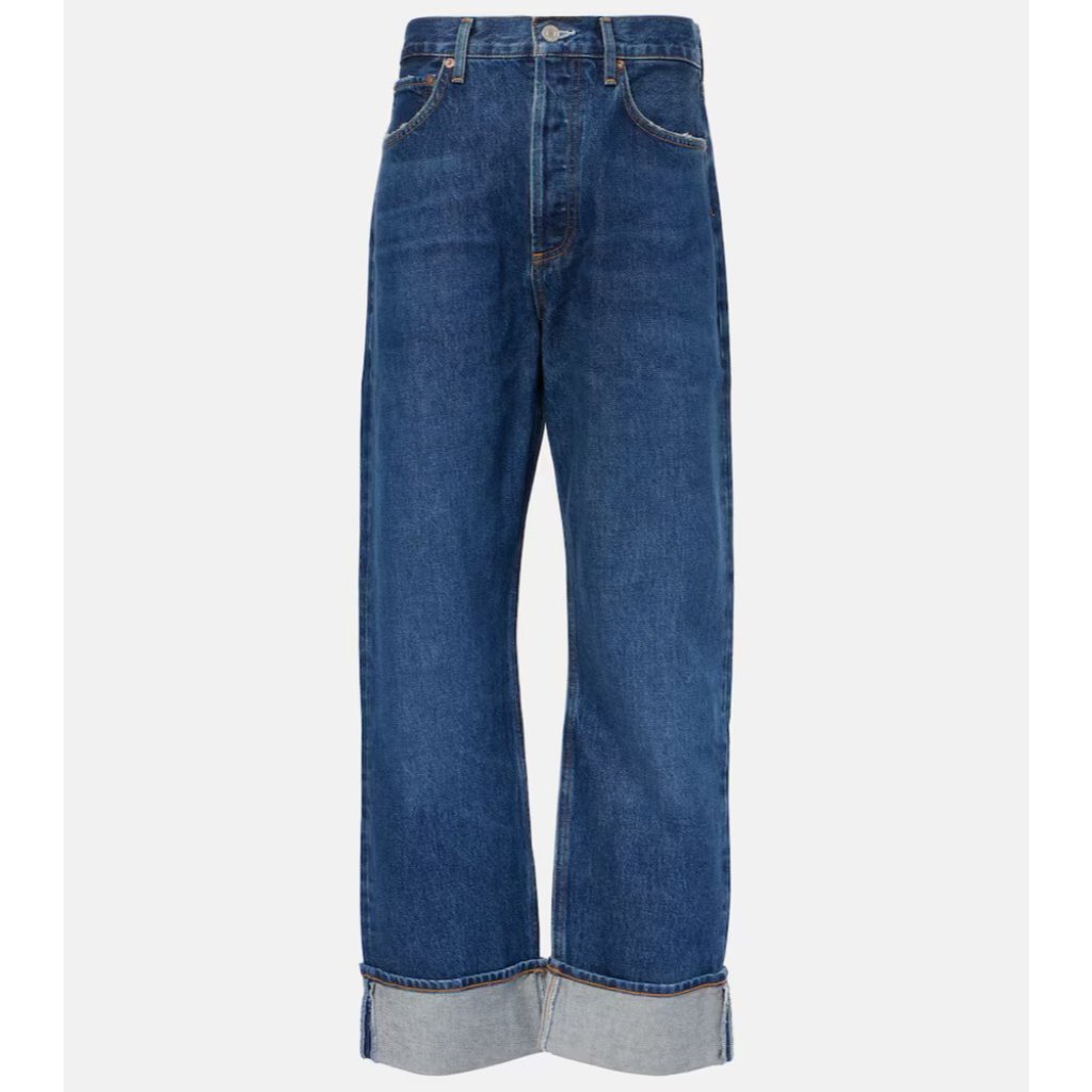 Agolde Women's Fran Low Slung Straight Leg Jean Size 32 Enamor Dark Wash